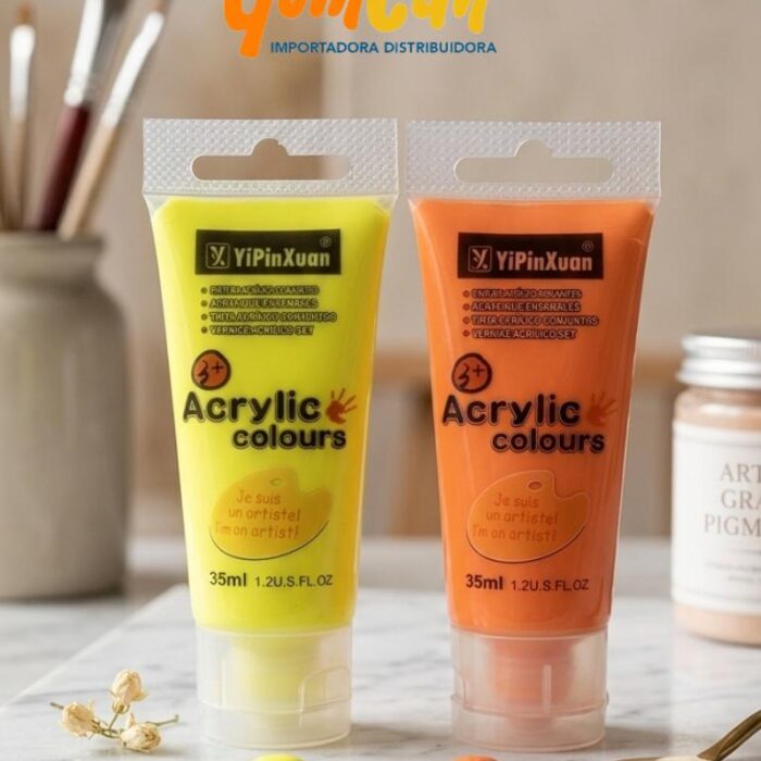 PINTURA ACRILICA AMARILLA Y NARANJA  NEON